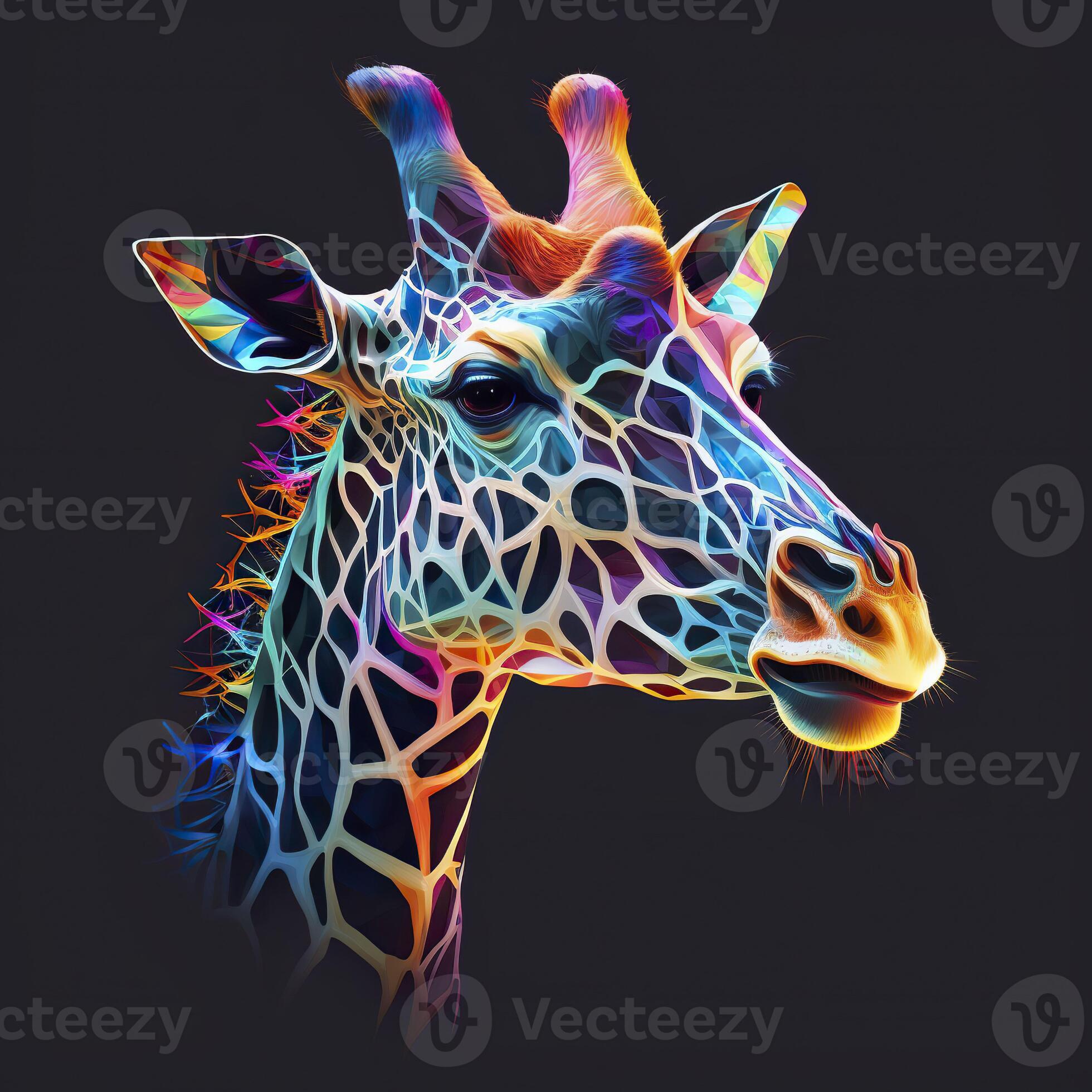 Giraffe in neon colors. . 22383548 Stock Photo at Vecteezy