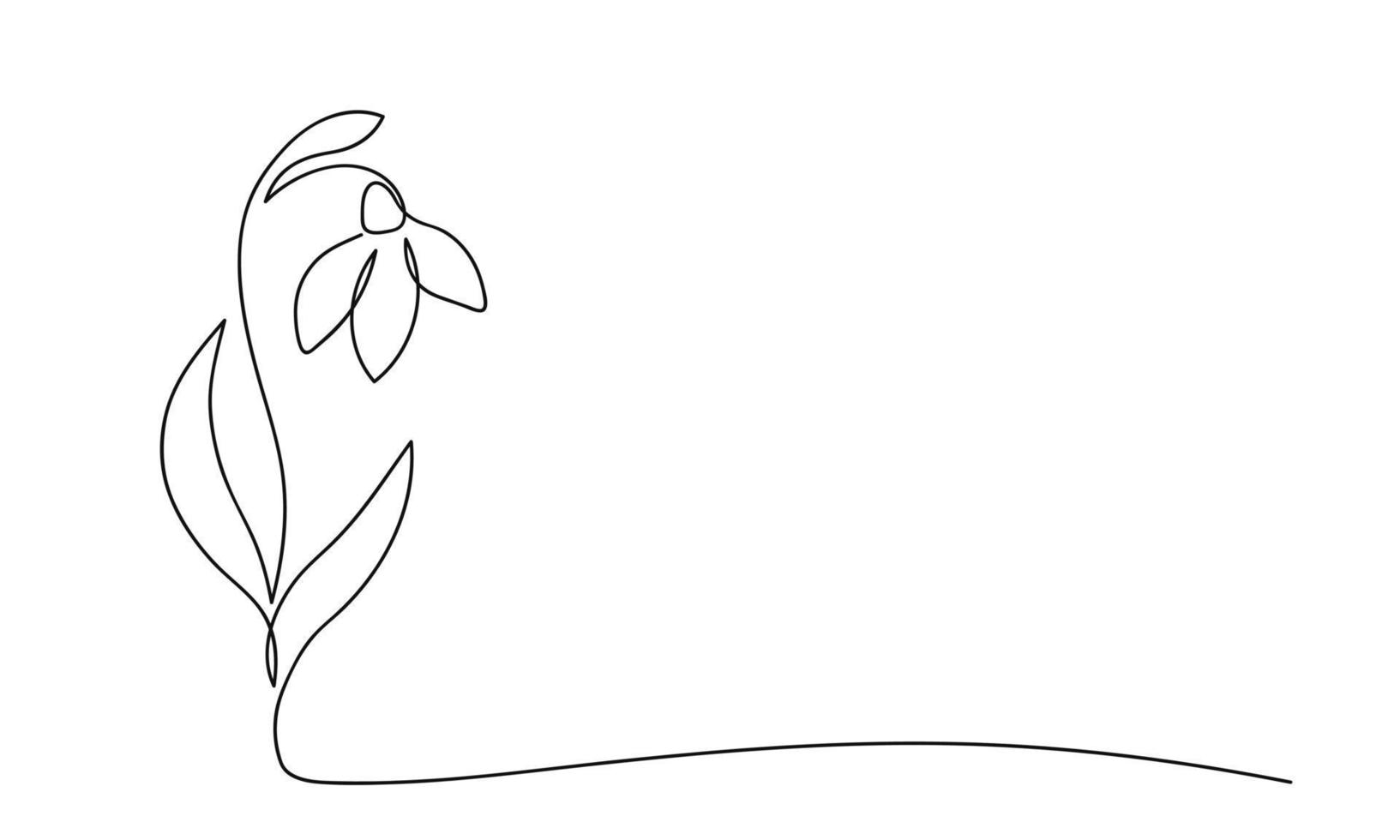 Vector illustration of one line drawing of Snowdrop