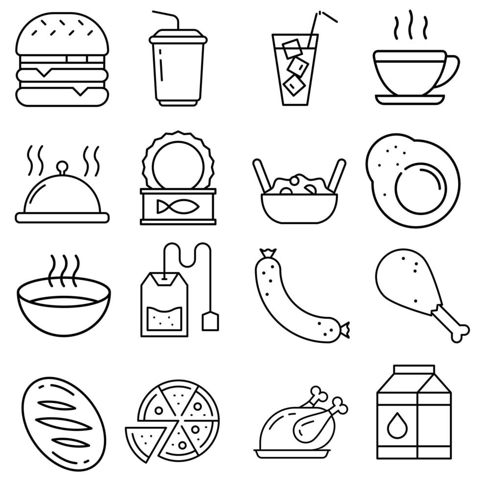 Food and drink icon vector set. funeral illustration sign collection. kitchen symbol. Cook logo.