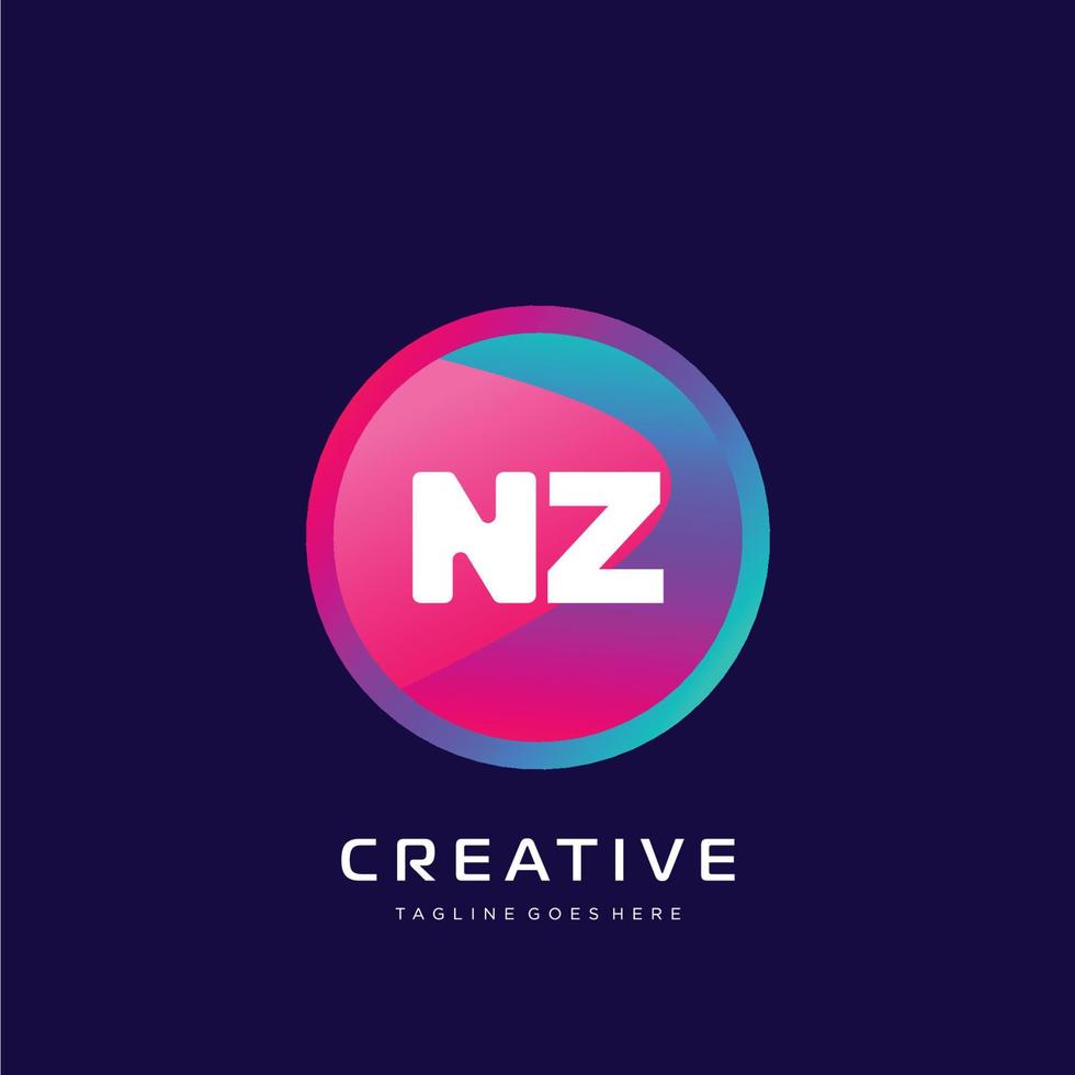 Nueva Zelanda inicial logo con vistoso modelo vector. vector