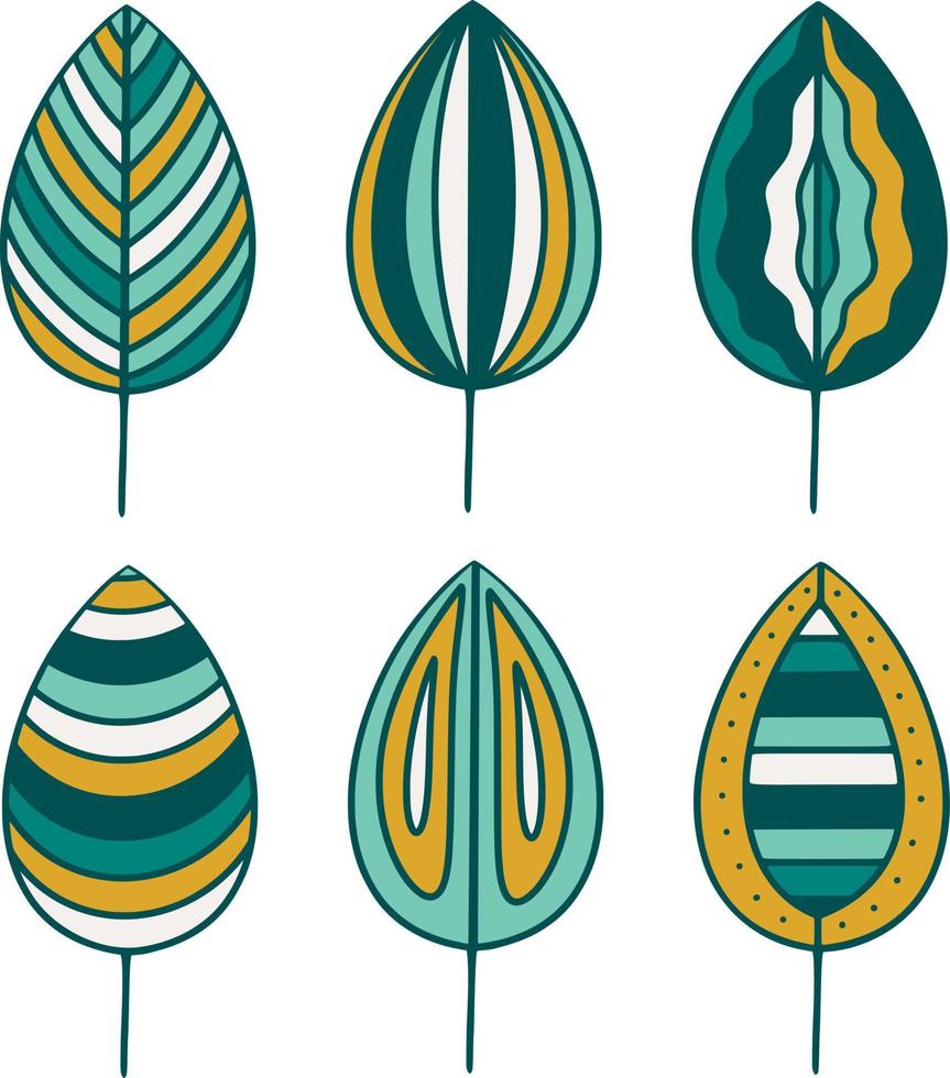 Set of creative decorated leaves clip art vector