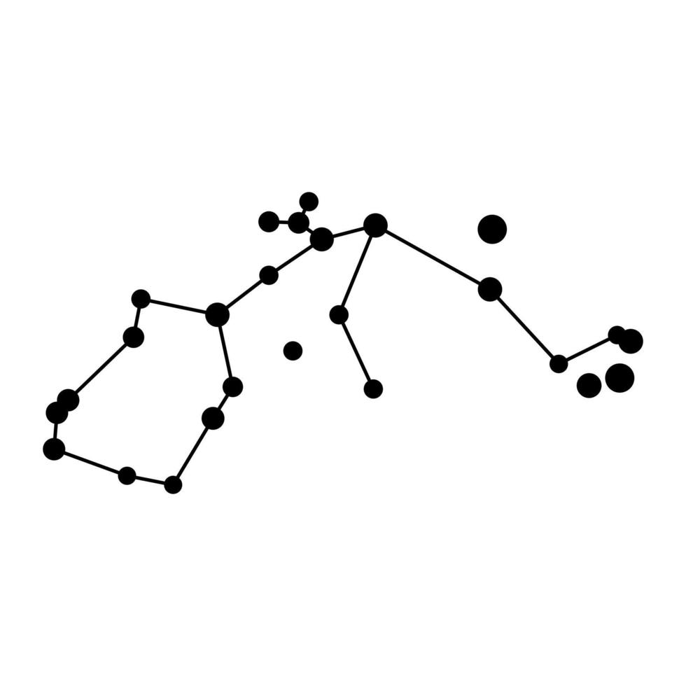 Aquarius constellation map. Vector illustration.