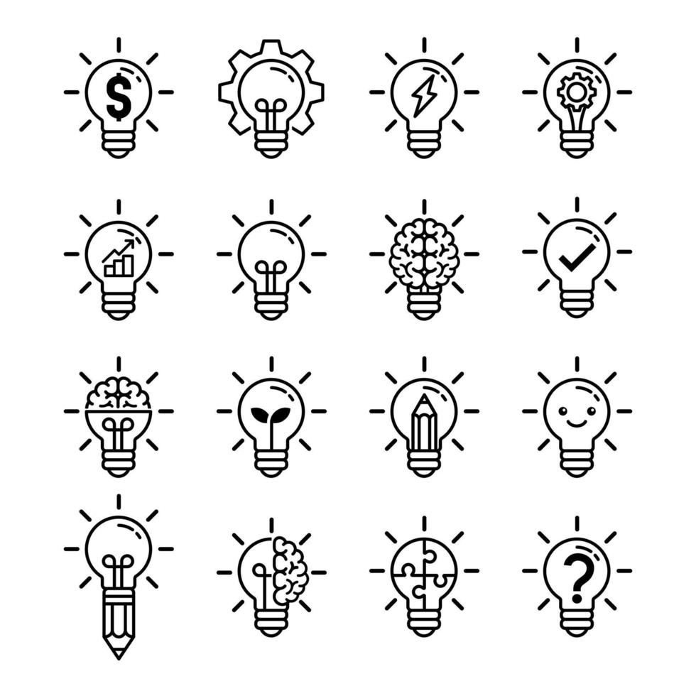 light bulb line icon set vector