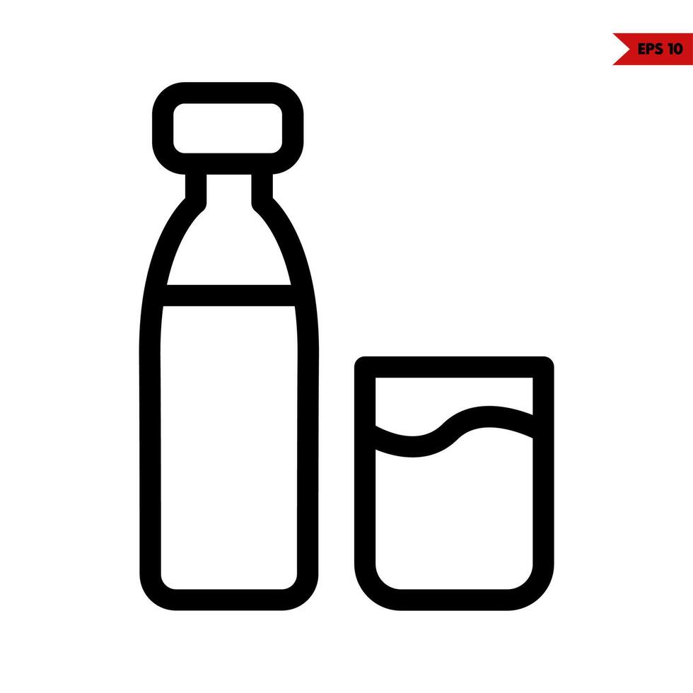 bottle with glass line icon vector