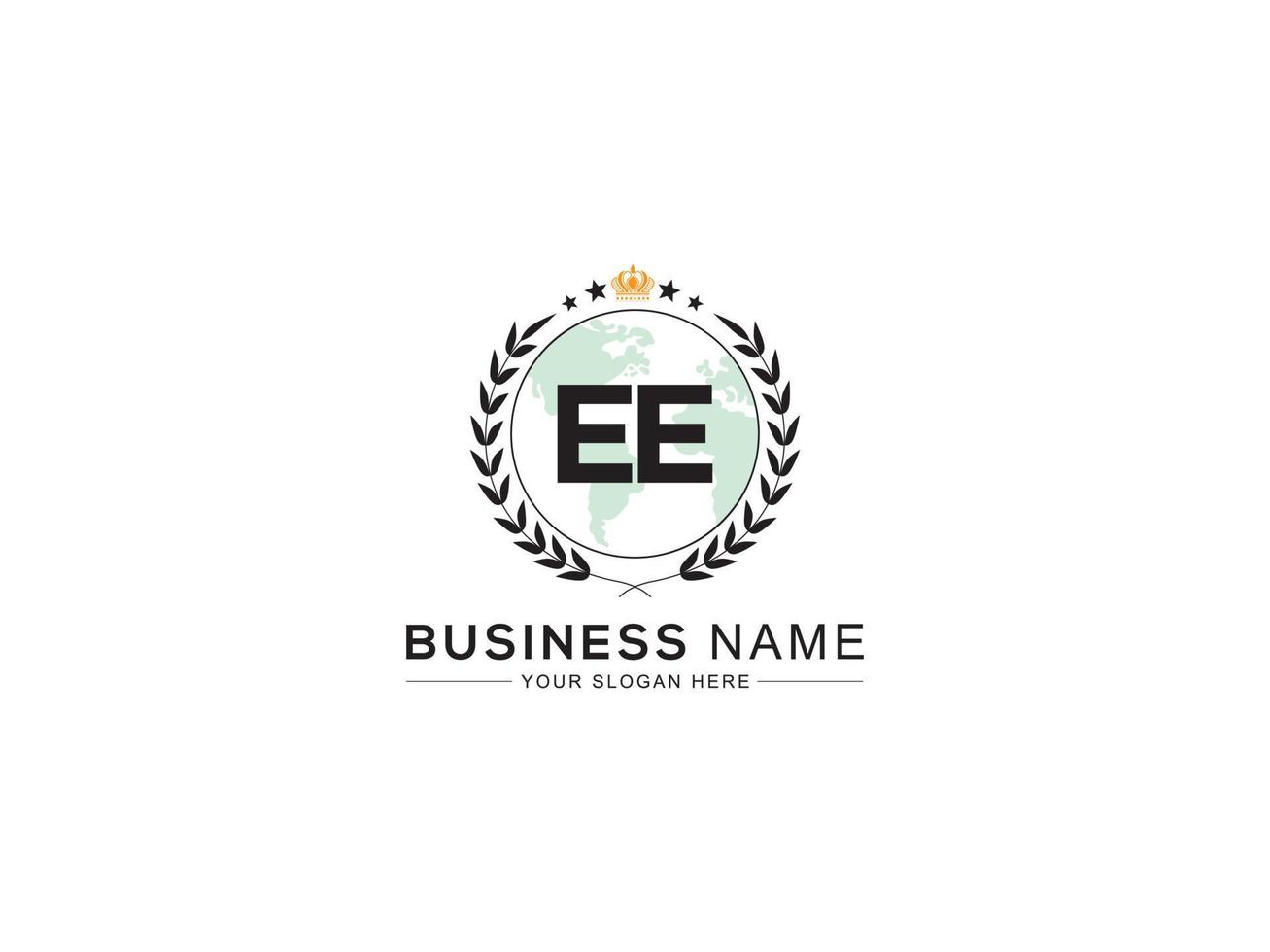Minimalist Ee Logo Icon, Luxury Crown Circle EE Three Star Letter Logo Design vector