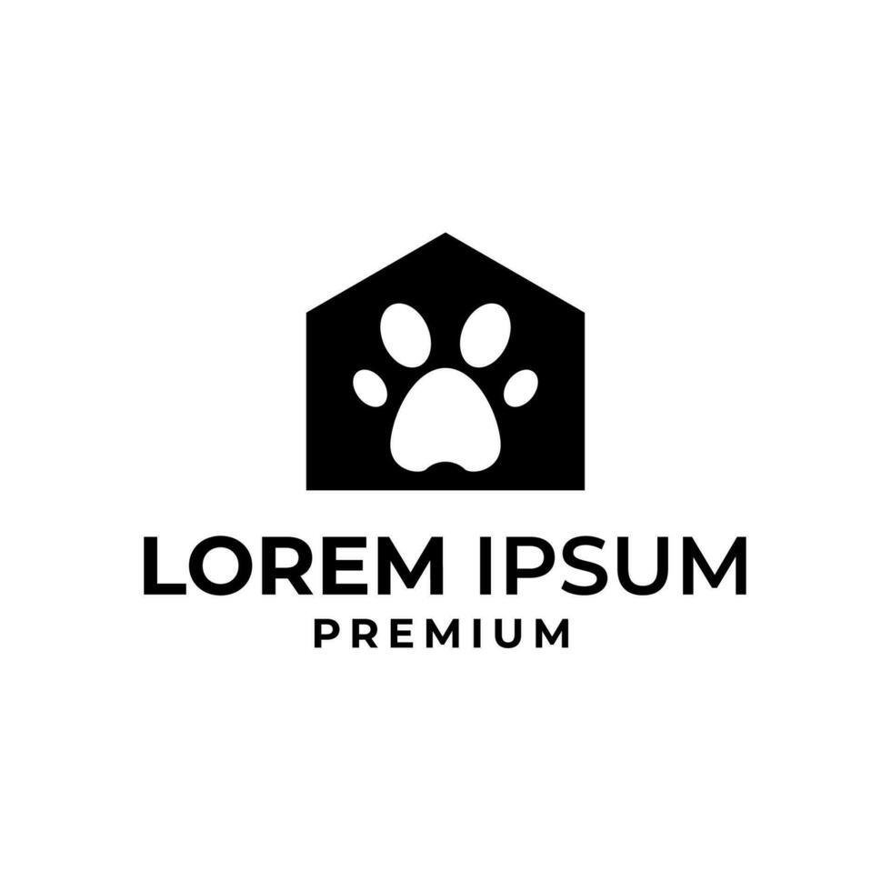 Vector dog paw print house logo design concept illustration idea