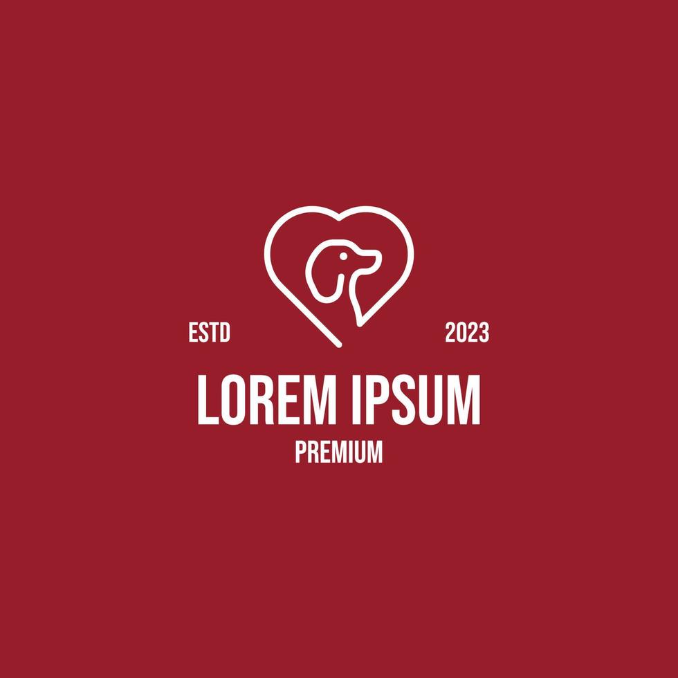Vector love dog logo design concept illustration idea