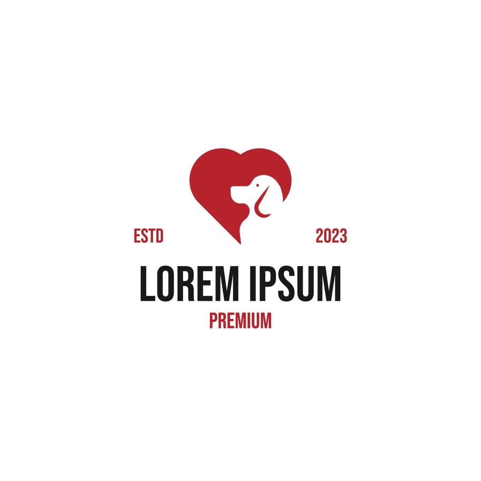 Vector love dog logo design concept illustration idea