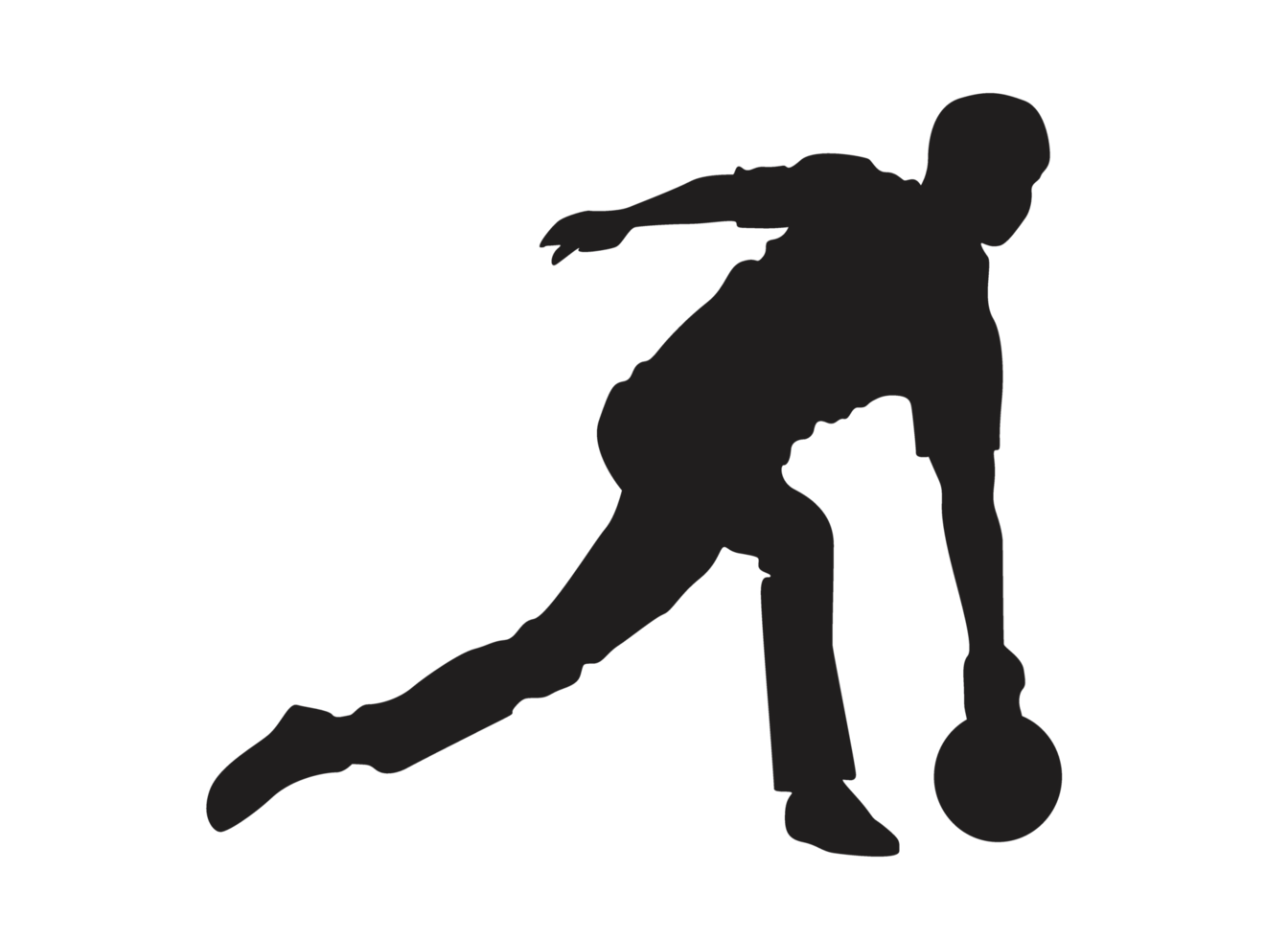 Silhouette of a Bowling Ball Player png