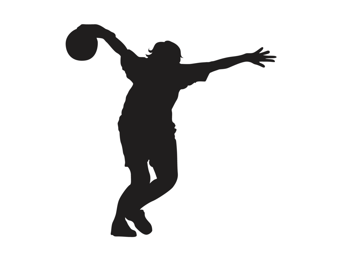 Silhouette of a Bowling Ball Player png