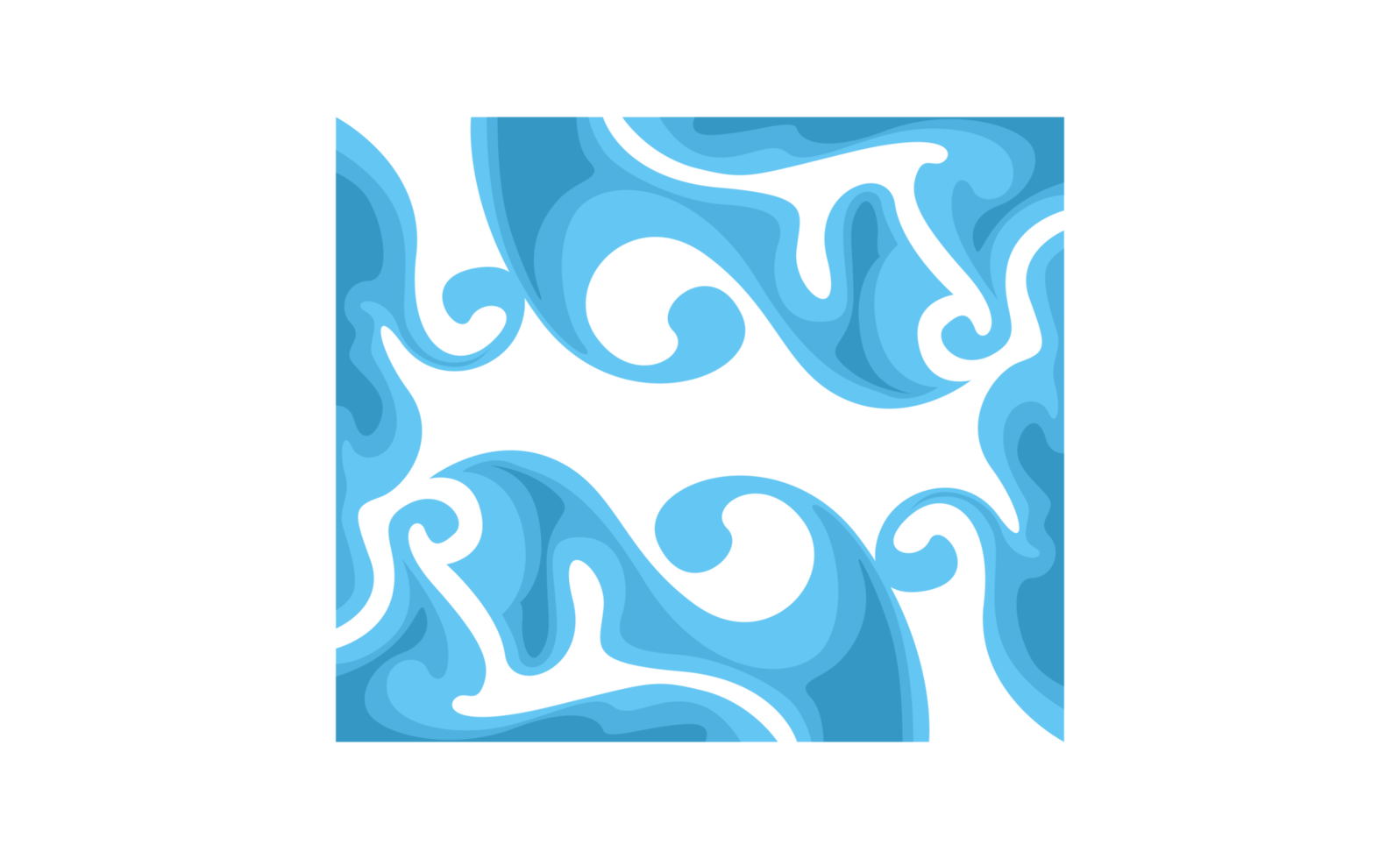 Blue Swirl Water Wave Ornament Border Design png