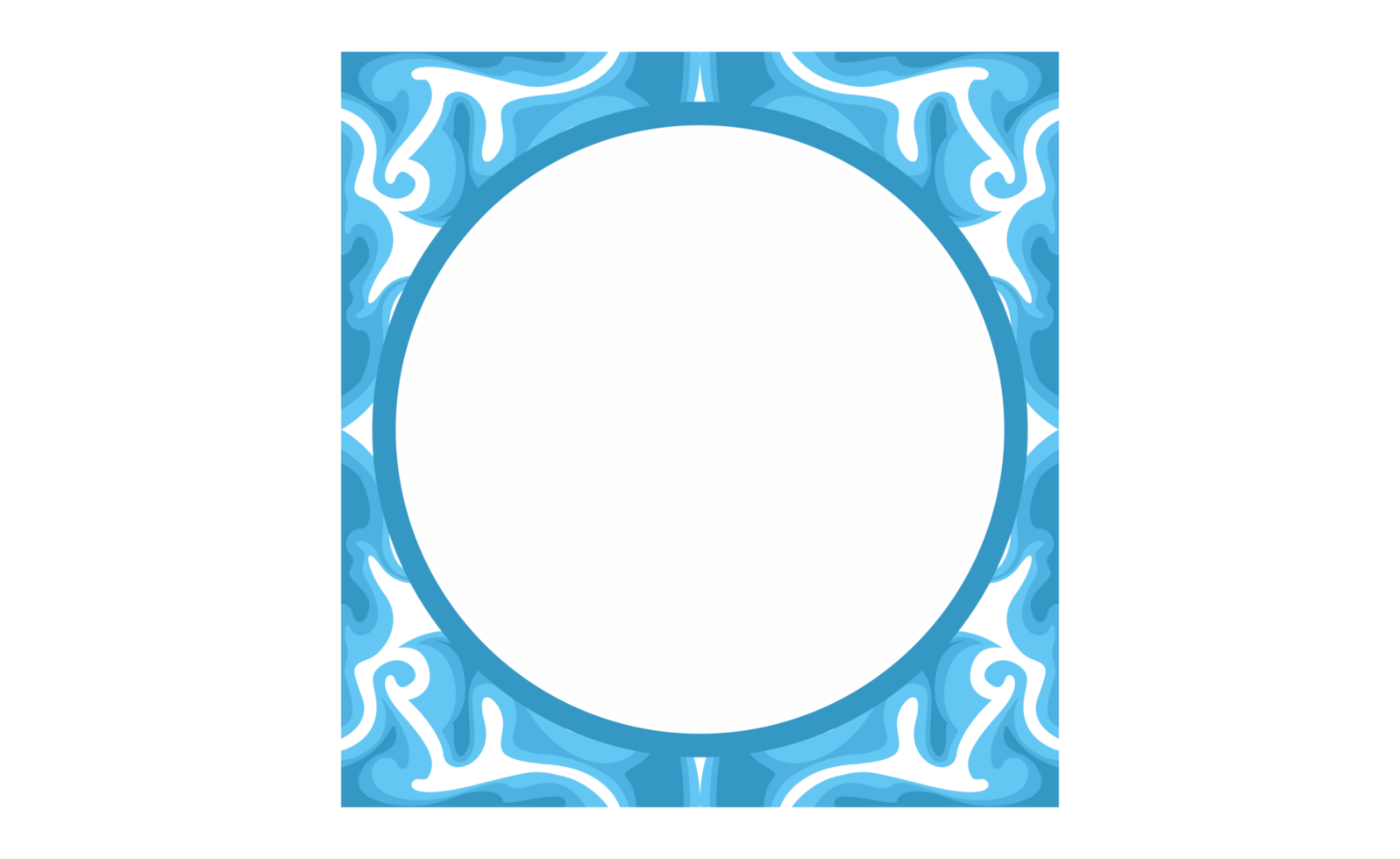 Blue Swirl Water Wave Ornament Border Design png