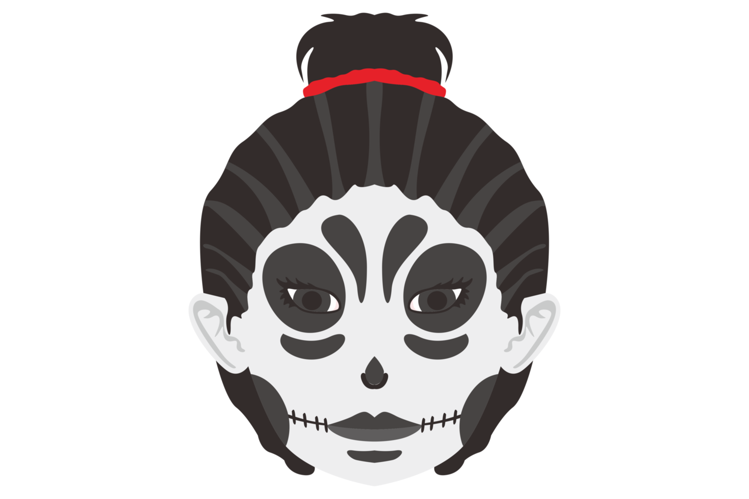 Woman with Skeleton Makeup for Halloween event png