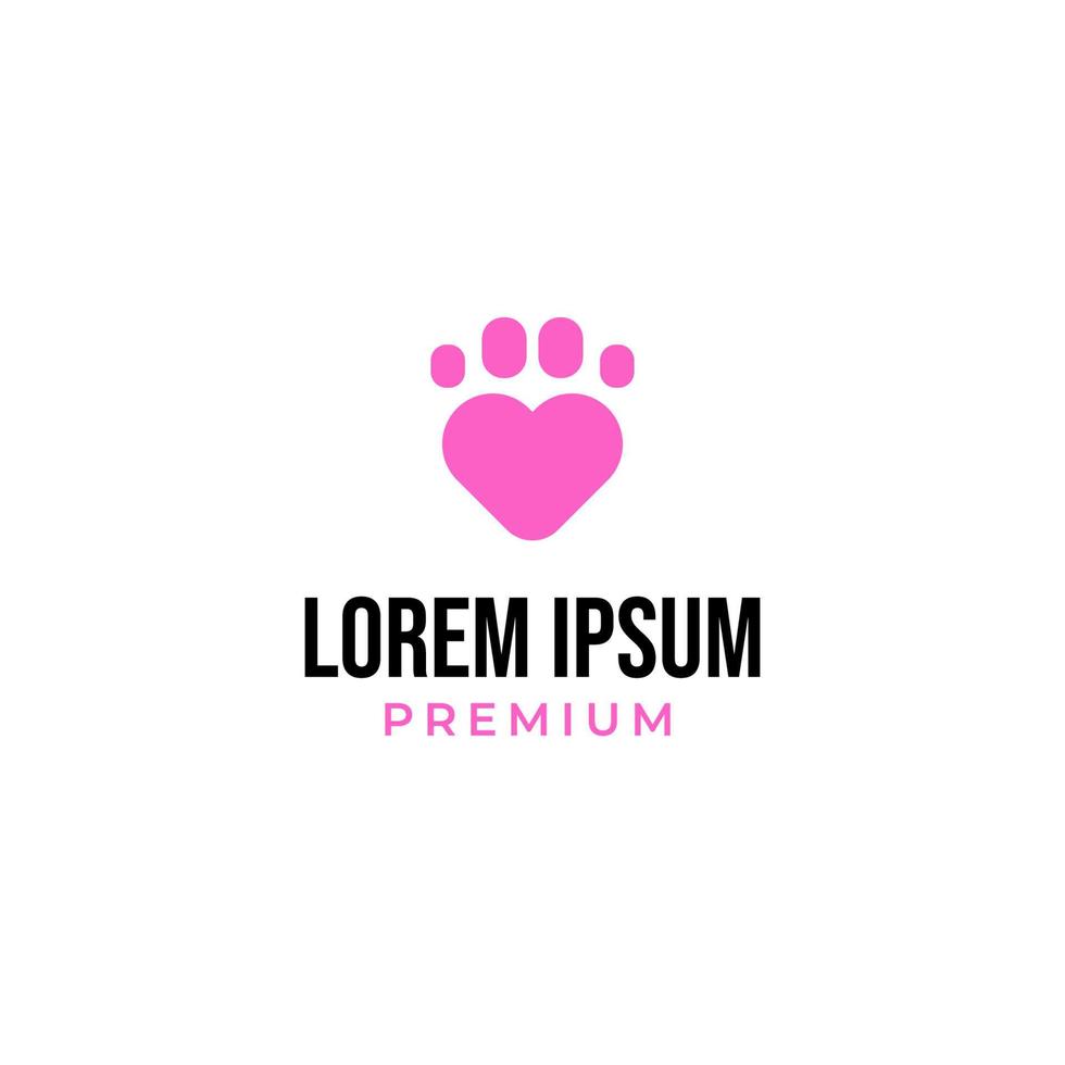 Vector love cat or dog paw print logo design concept illustration idea