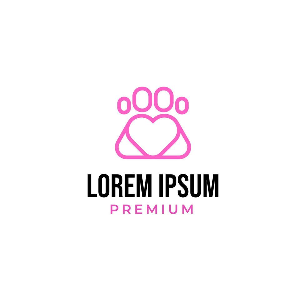 Vector love cat or dog paw print logo design concept illustration idea
