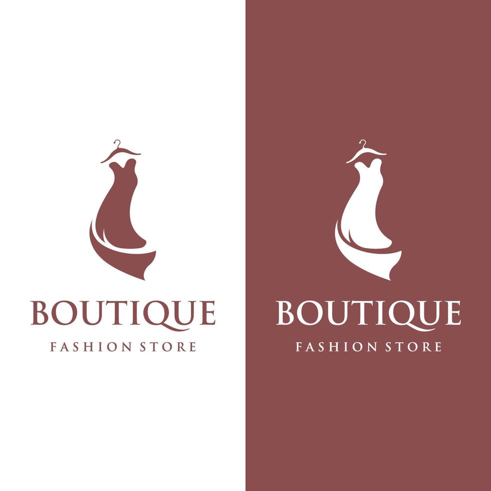 Women fashion logo template with clothes hanger, luxury clothes.Logo for business,boutique,fashion shop,model,shopping and beauty. vector