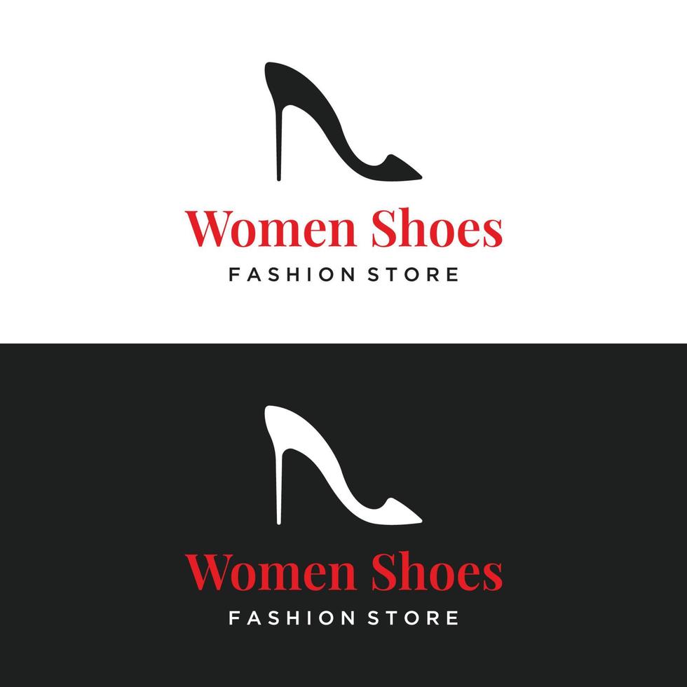 Hand drawn elegant and luxury high heel creative women's shoes creative logo design. Template for business, women's shoe shop, fashion, beauty. vector