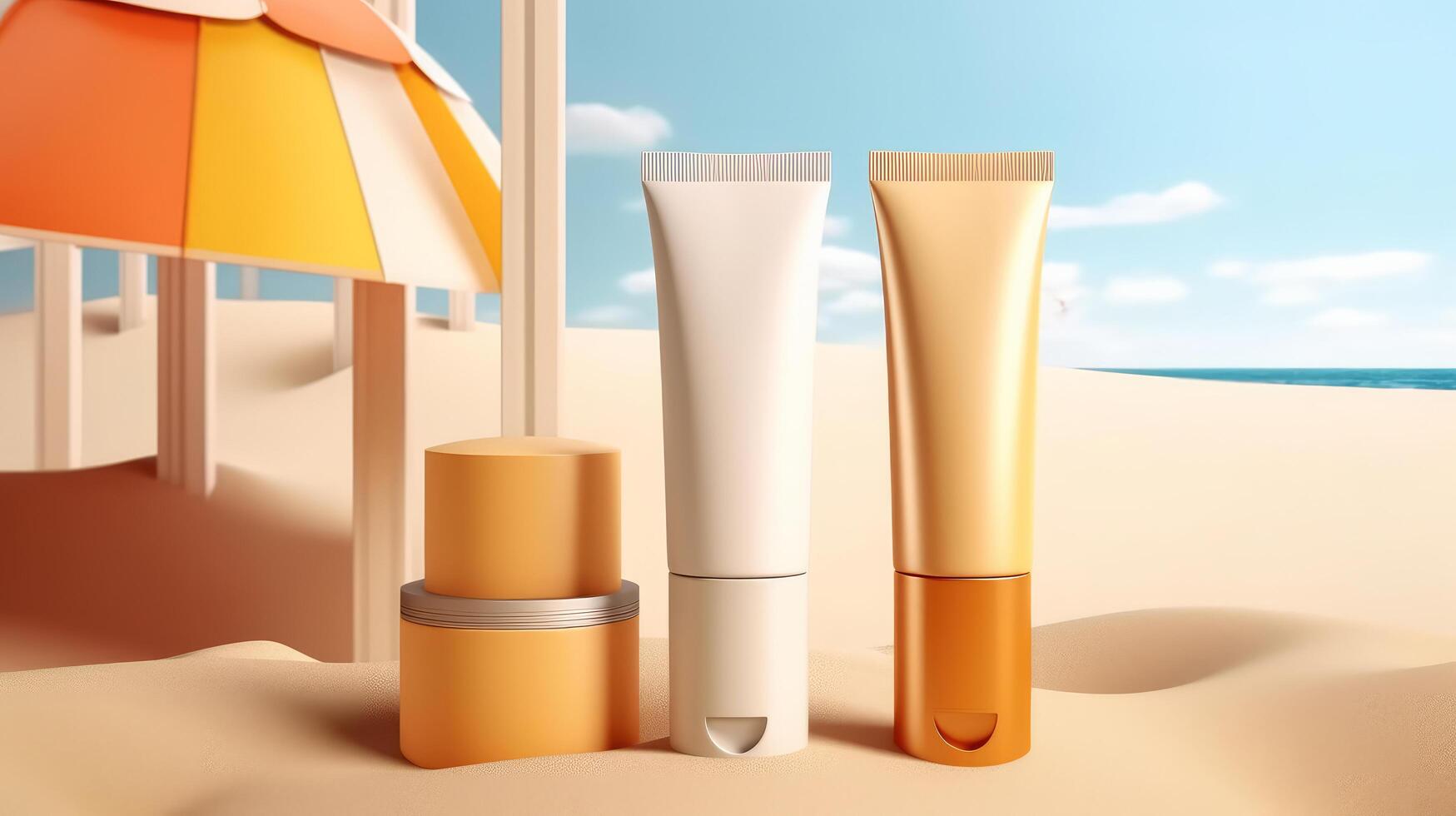 Sunscreen on the beach Illustration photo