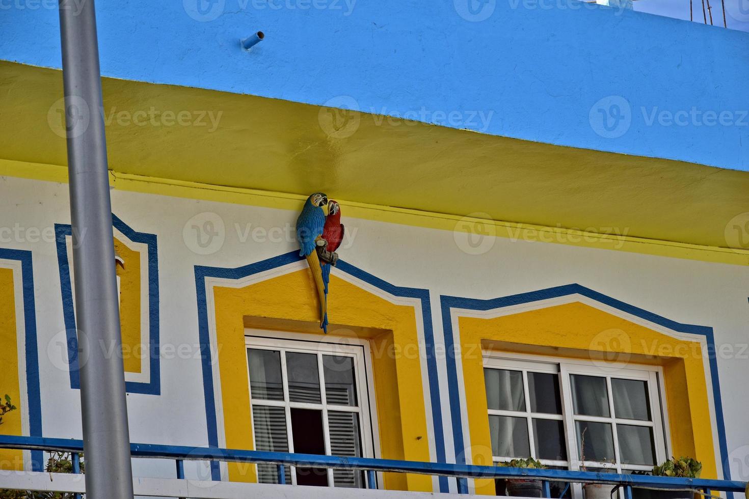 city of Corralejo on the Spanish Canary Island Fuerteventura on a warm holiday day photo