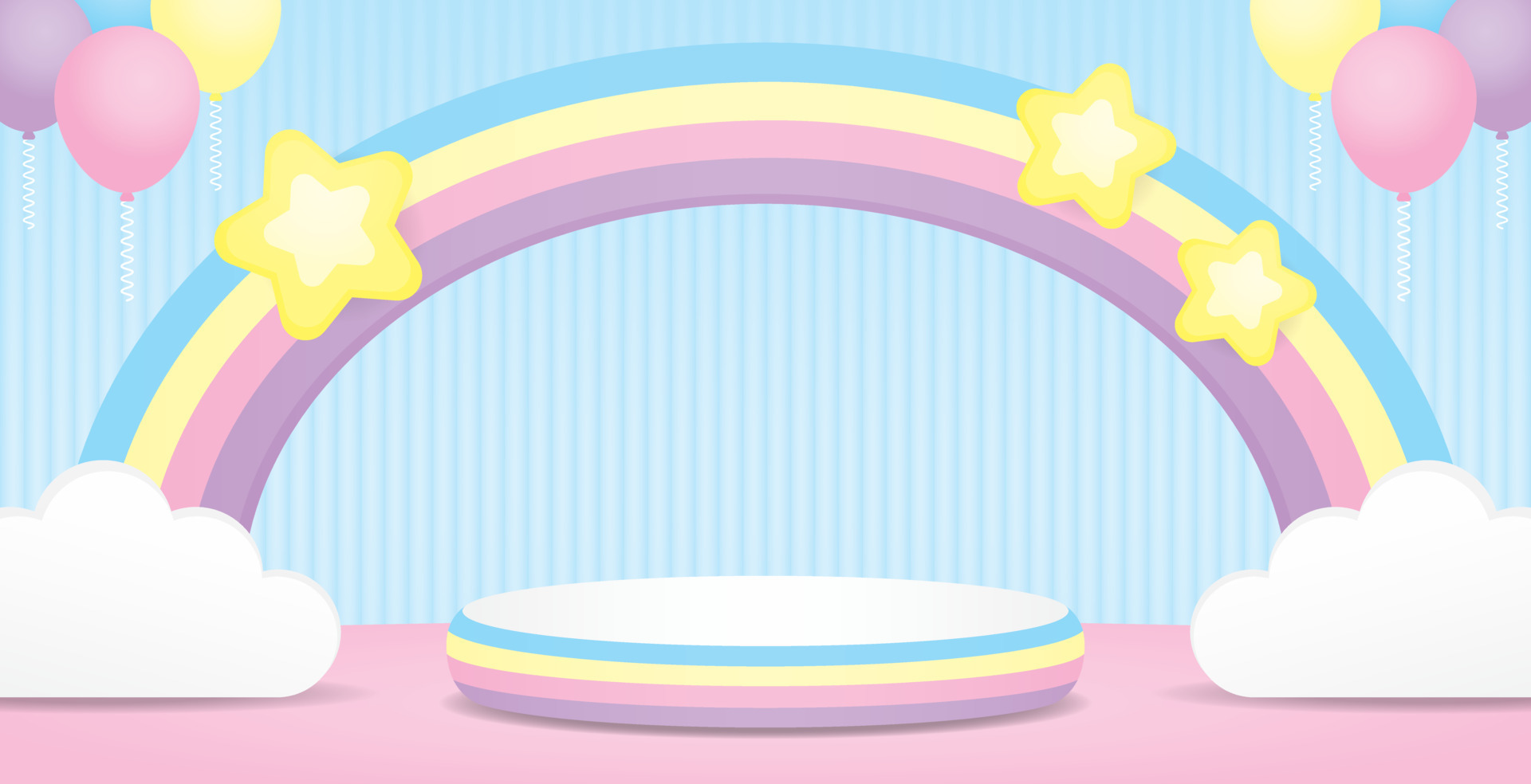 Pastel Rainbow Balloon Arch Clipart