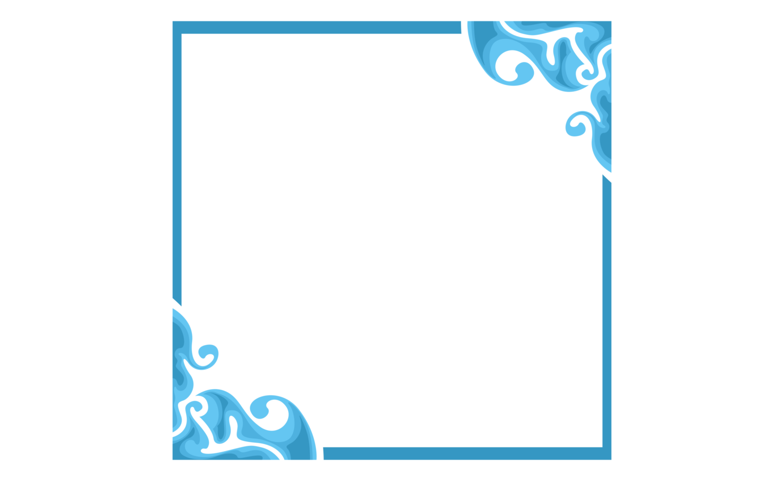 Blue Swirl Water Wave Ornament Border Design png