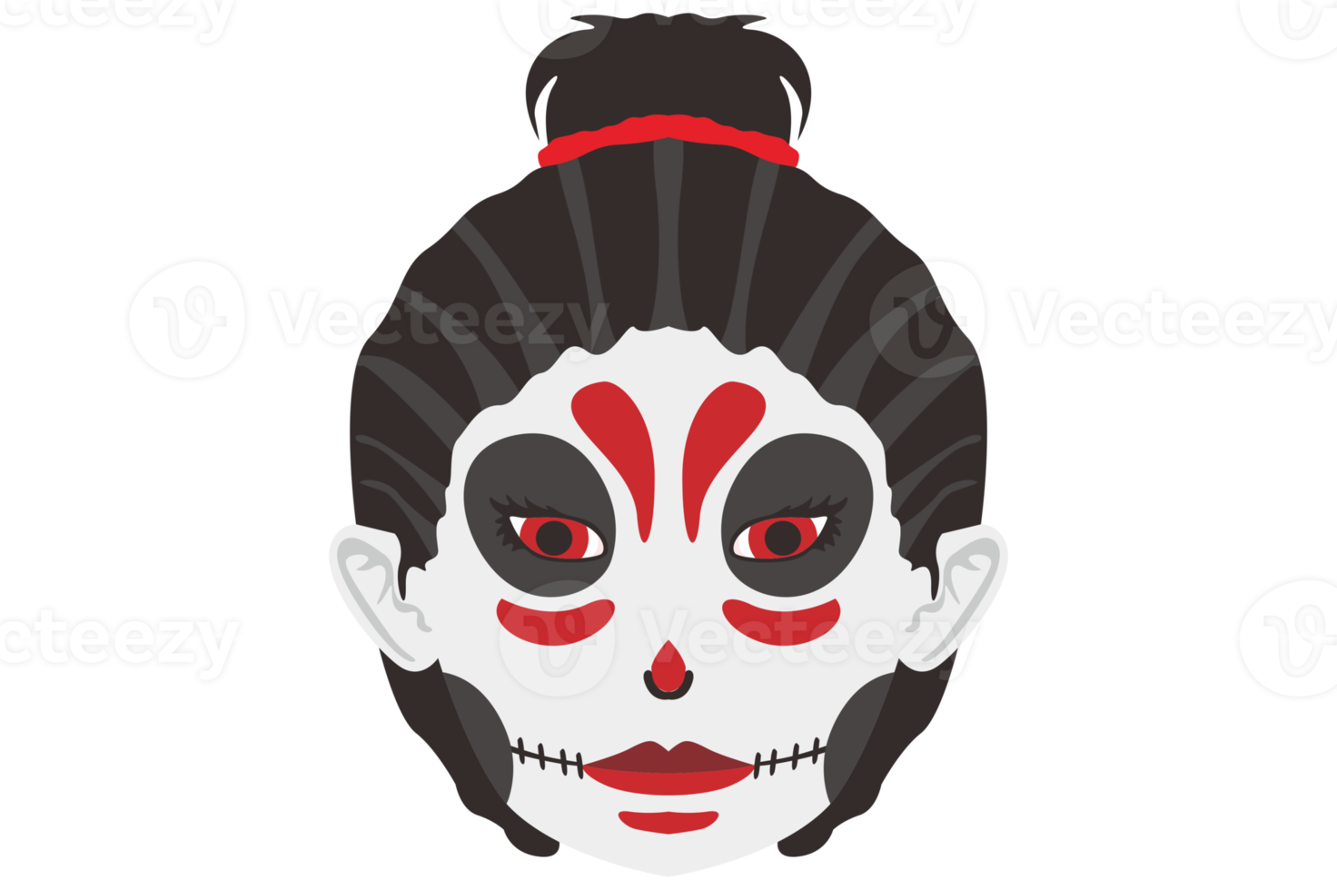 Woman with Skeleton Makeup for Halloween event png