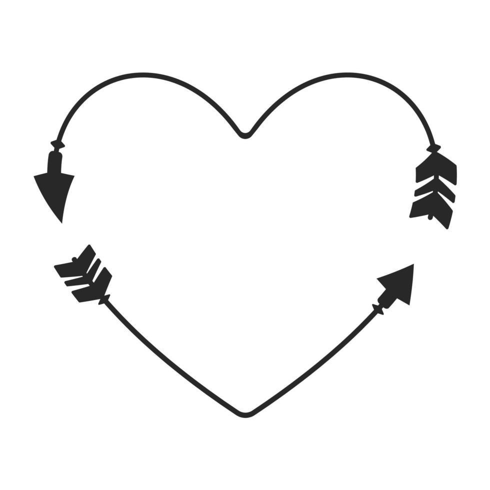 Hipster heart arrow frame arrows in boho style tribal arrows vector