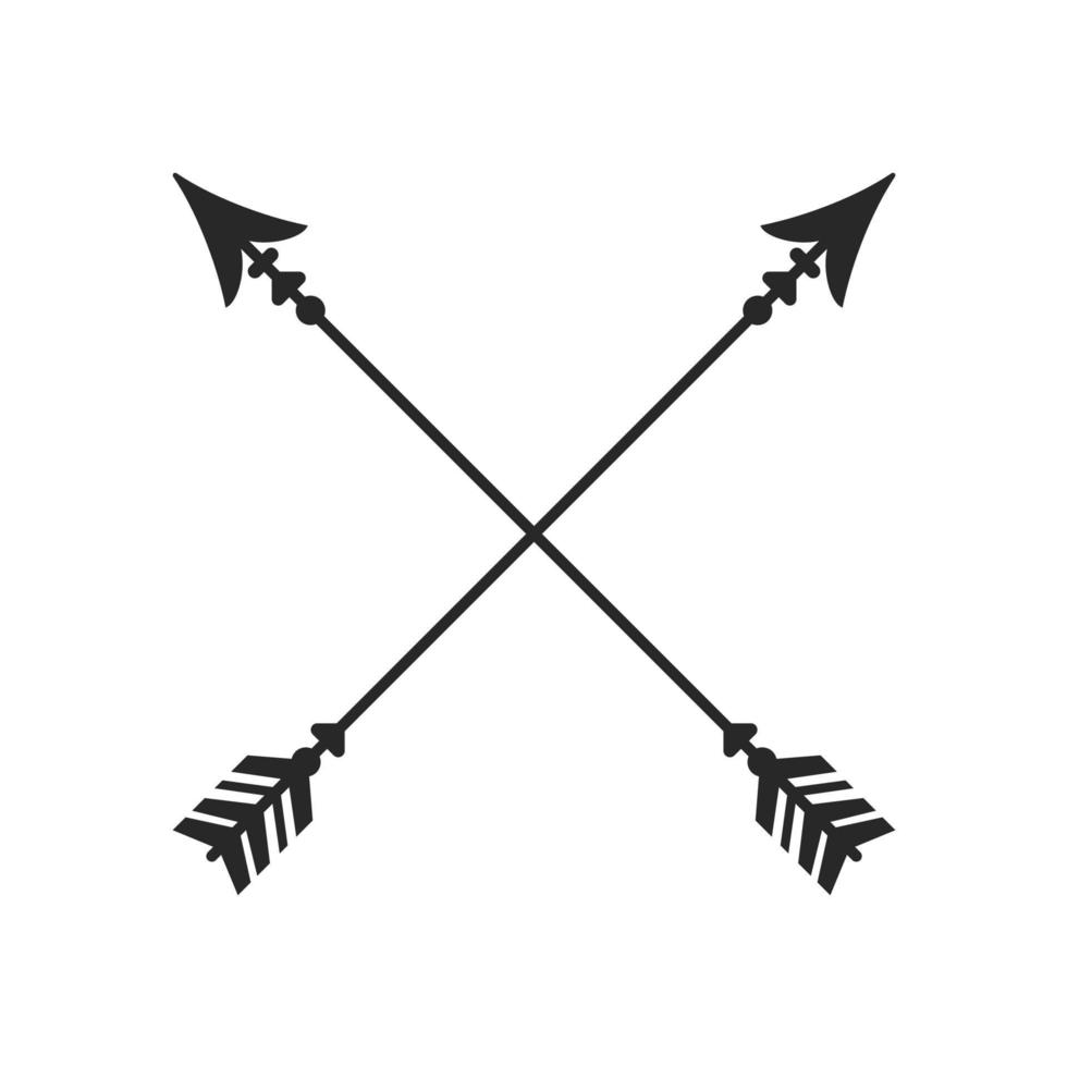 Hipster arrow cross in boho style tribal arrows vector