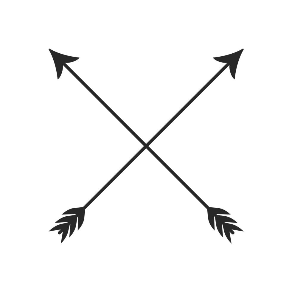 Hipster arrow cross in boho style tribal arrows vector