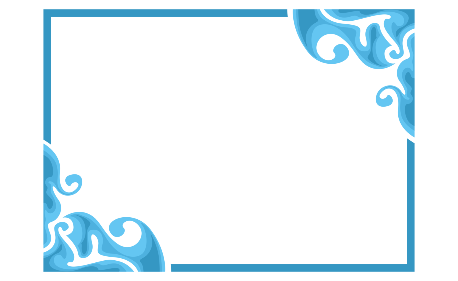 Blue Swirl Water Wave Ornament Border Design png