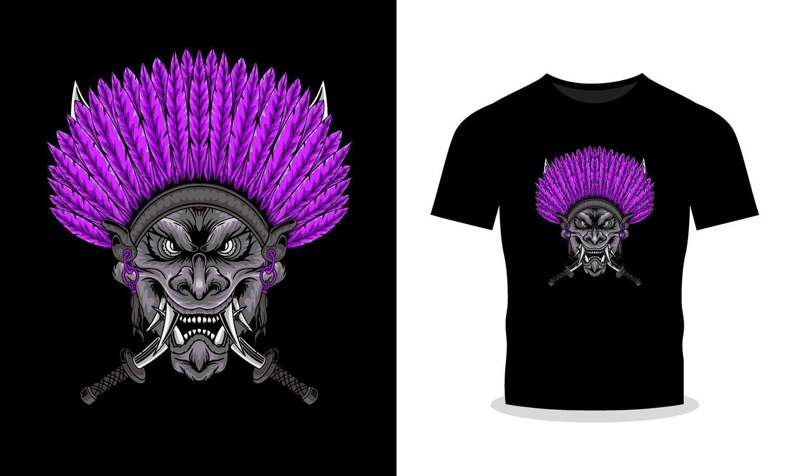 Make a Statement with Head Samurai Illustration on Your T-Shirt vector