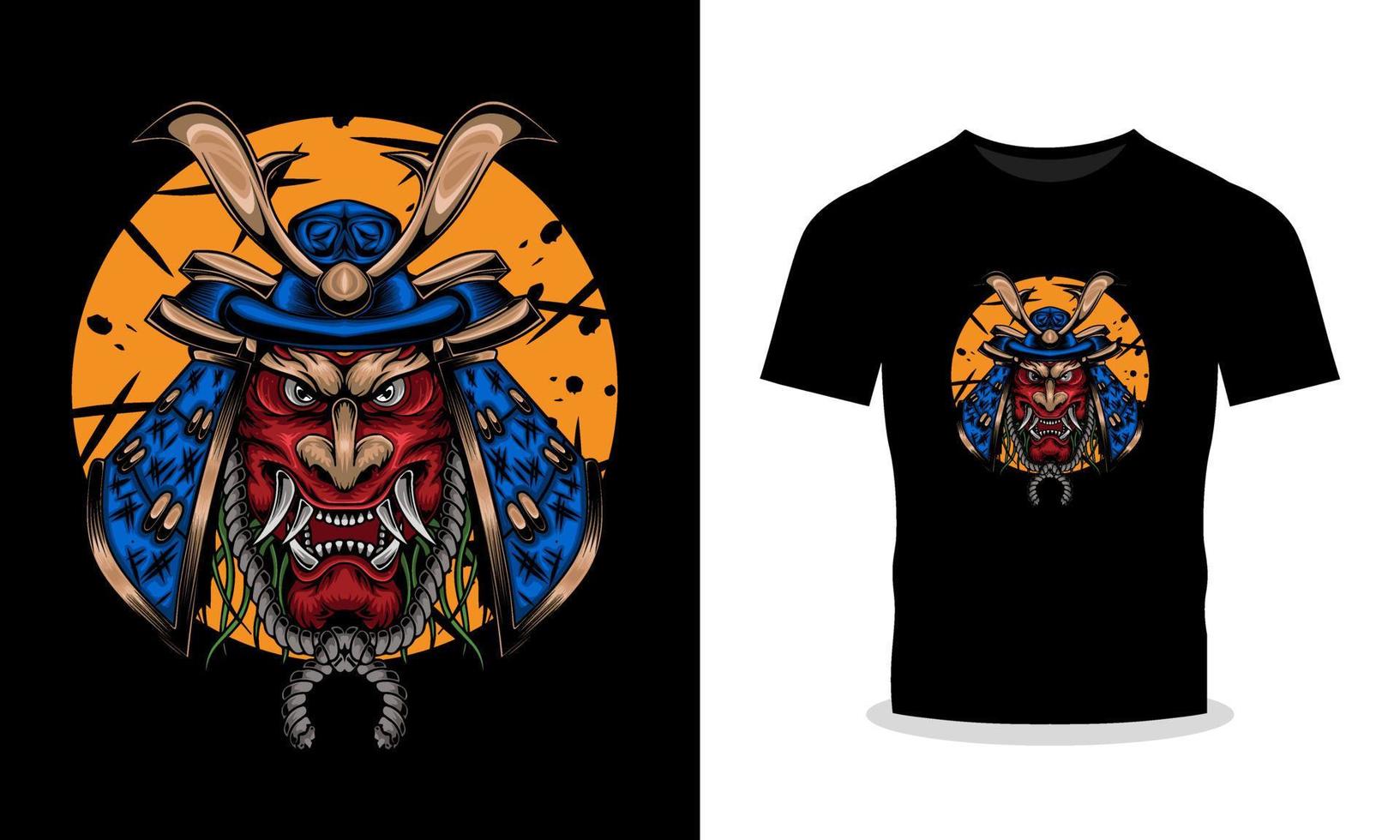 Make a Statement with Head Samurai Illustration on Your T-Shirt vector