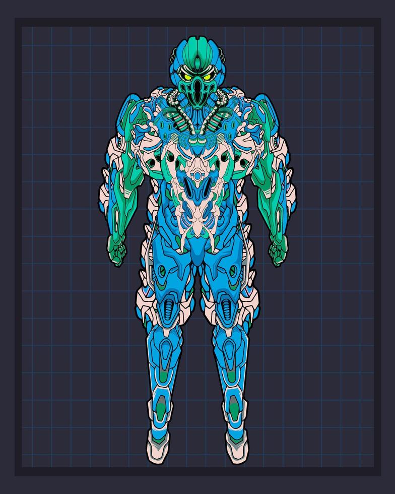 Mecha body robot illustration, this is an ideal vector illustration for mascots and tattoos or T-shirt graphics