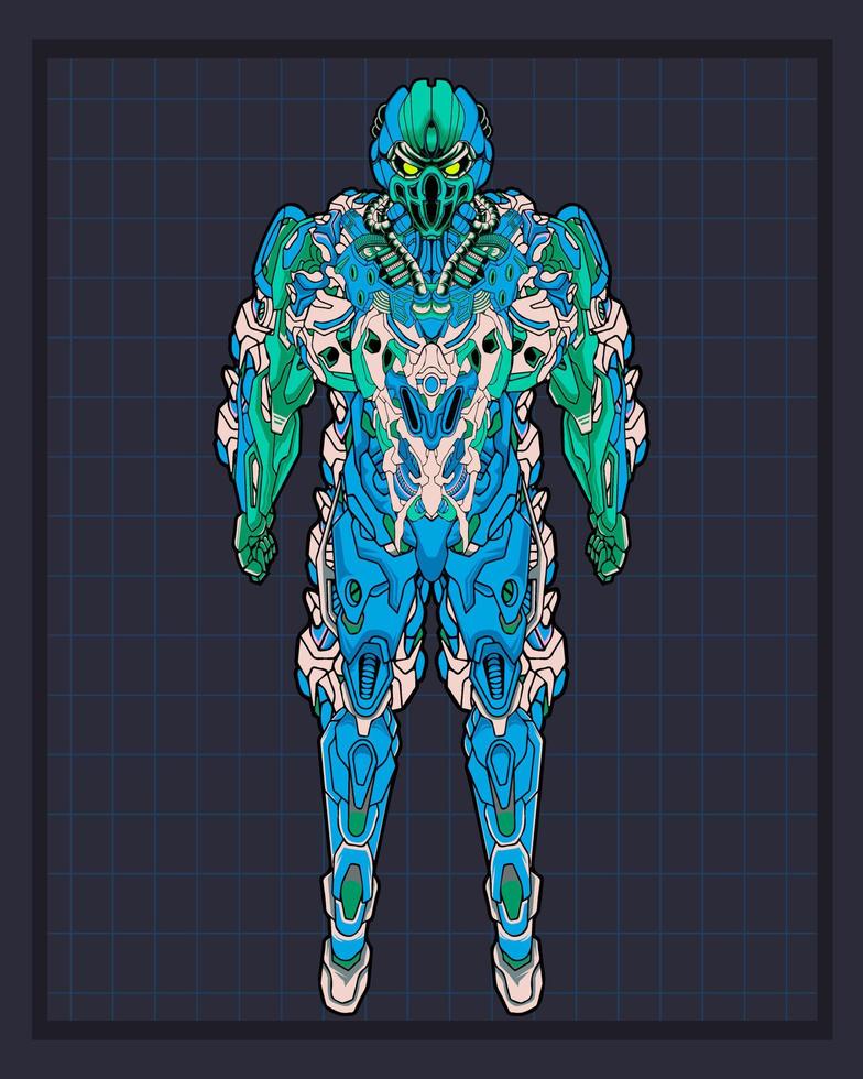 Mecha body robot illustration, this is an ideal vector illustration for mascots and tattoos or T-shirt graphics