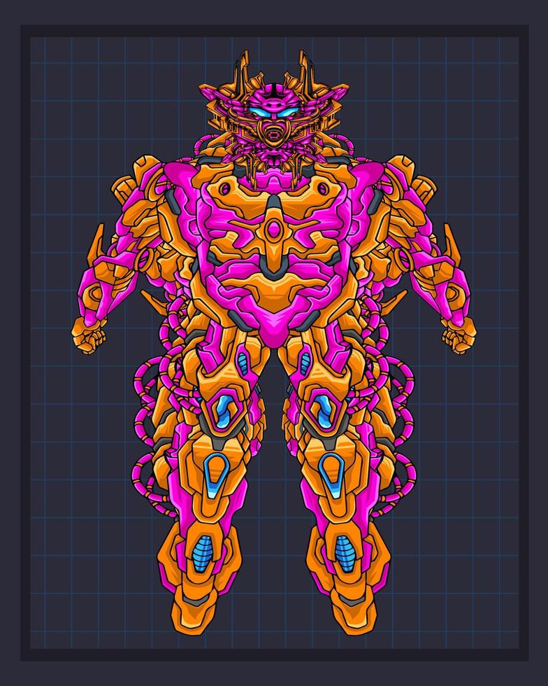 Mecha body robot illustration, this is an ideal vector illustration for mascots and tattoos or T-shirt graphics