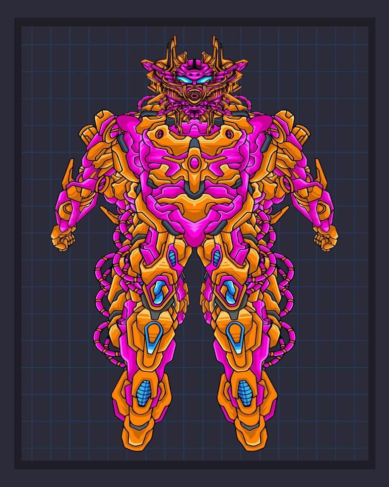 Mecha body robot illustration, this is an ideal vector illustration for mascots and tattoos or T-shirt graphics