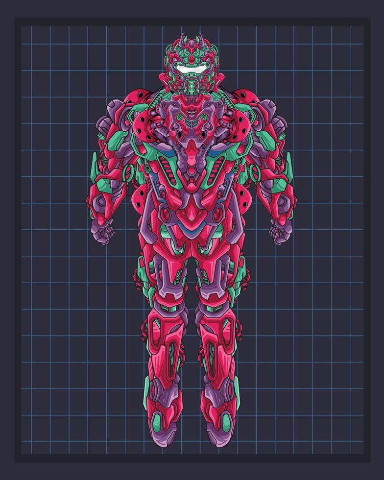 Mecha body robot illustration, this is an ideal vector illustration for mascots and tattoos or T-shirt graphics