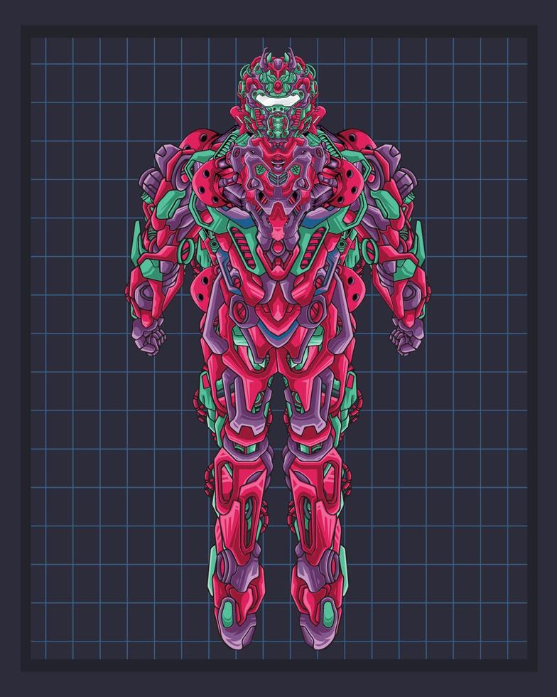 ilustración de robot de cuerpo mecha, esta es una ilustración vectorial ideal para mascotas y tatuajes o gráficos de camisetas vector