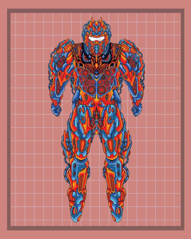 ilustración de robot de cuerpo mecha, esta es una ilustración vectorial ideal para mascotas y tatuajes o gráficos de camisetas vector