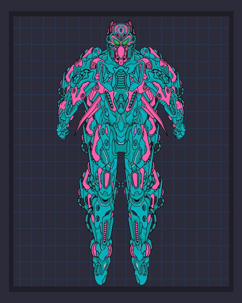 ilustración de robot de cuerpo mecha, esta es una ilustración vectorial ideal para mascotas y tatuajes o gráficos de camisetas vector