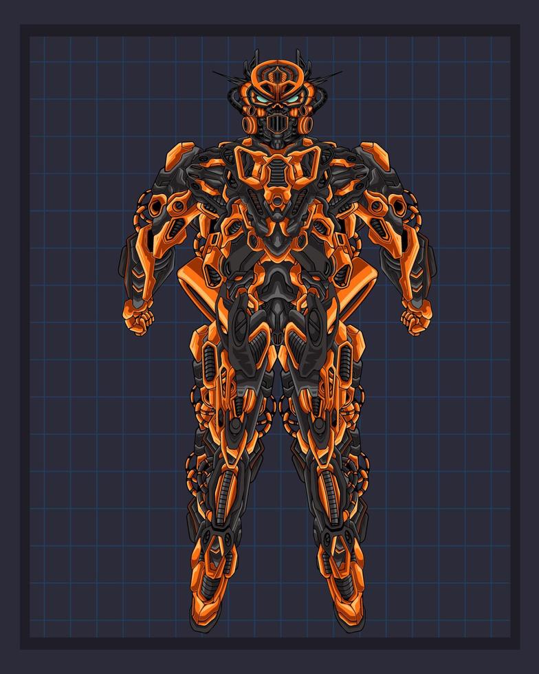 ilustración de robot de cuerpo mecha, esta es una ilustración vectorial ideal para mascotas y tatuajes o gráficos de camisetas vector