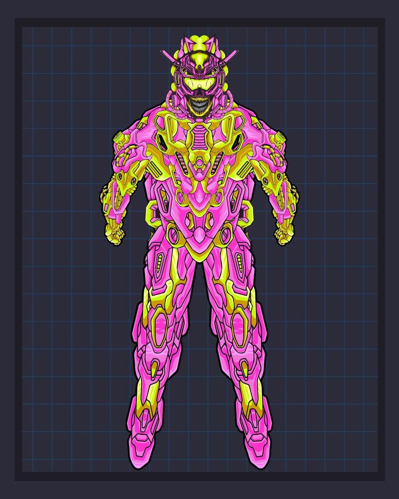 Mecha body robot illustration, this is an ideal vector illustration for mascots and tattoos or T-shirt graphics