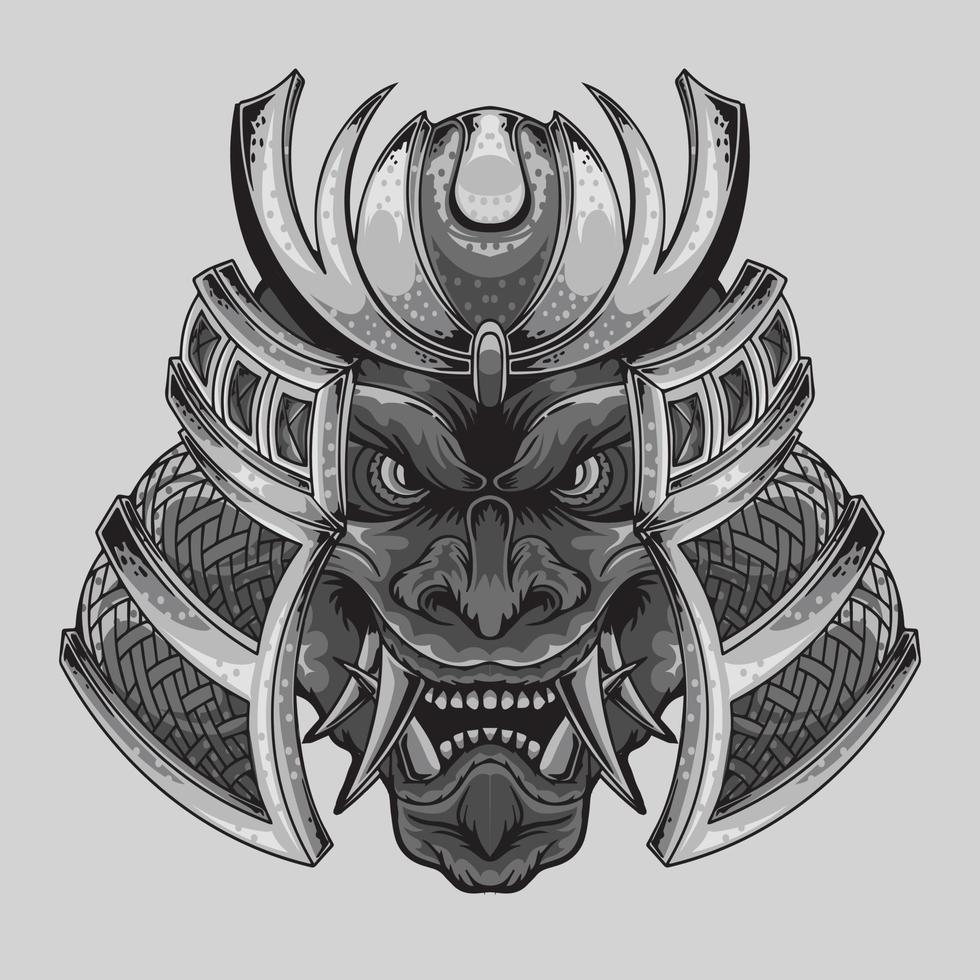 Mecha Robot Samurai Head Illustration Design That Will Make You Stand Out vector