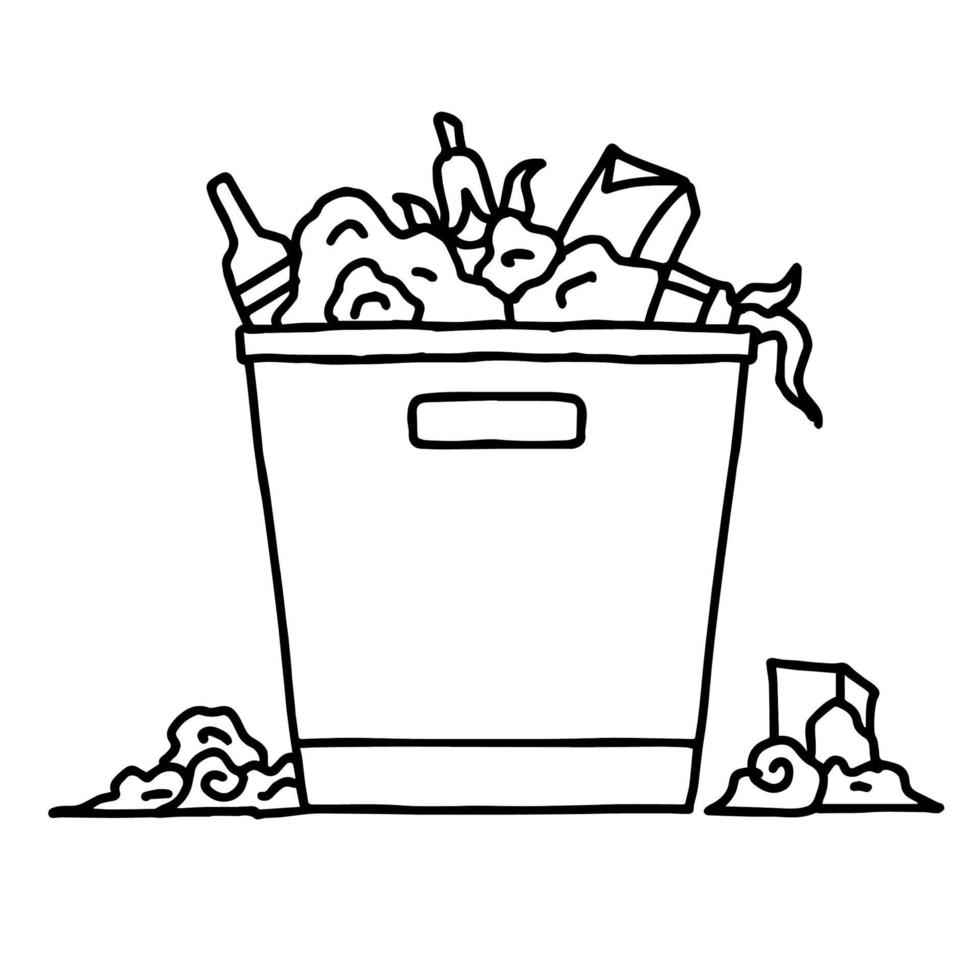 Design illustration garbage element outline art vector