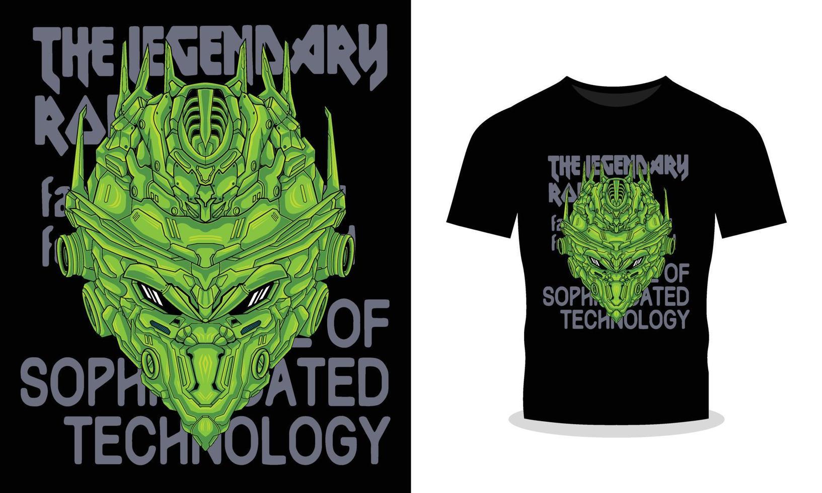Mecha Robot Head Illustration T-Shirt Design for Your Creative Endeavors vector