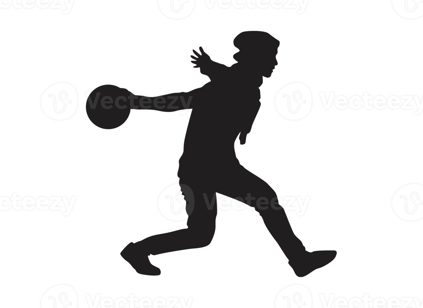 Silhouette of a Bowling Ball Player png