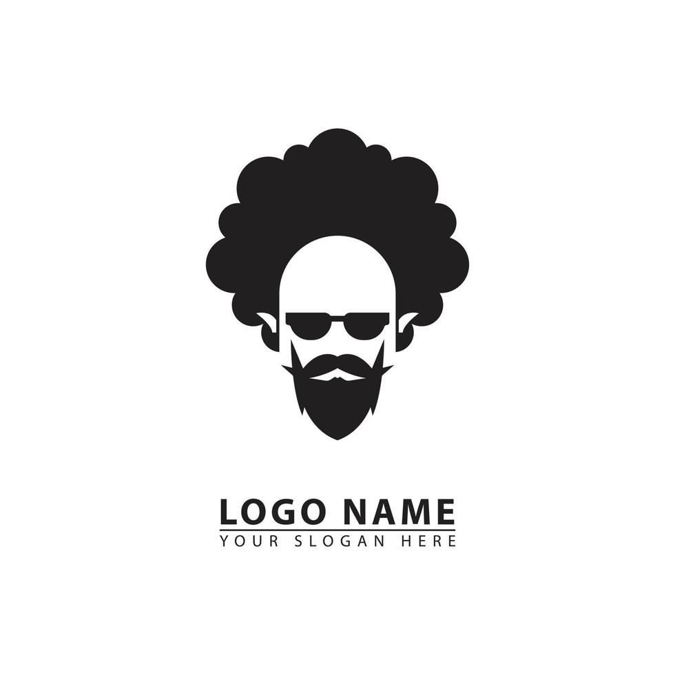 Rizado pelo hombre logo icono vector. vector