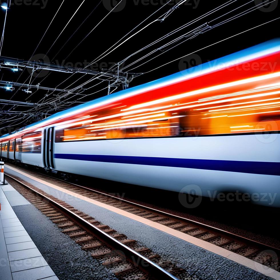 hi speed modern moving train, generative art by A.I. photo