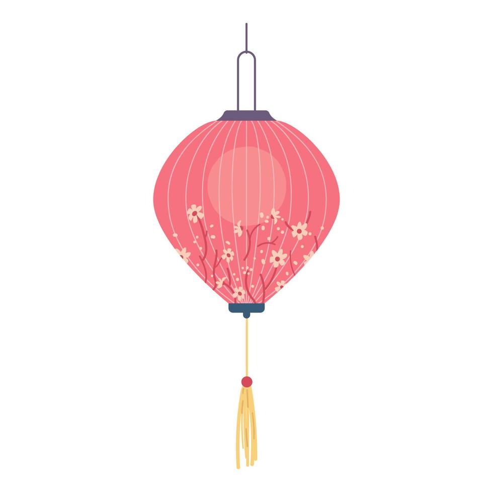 Chinese paper lantern vector illustration isolated on white.