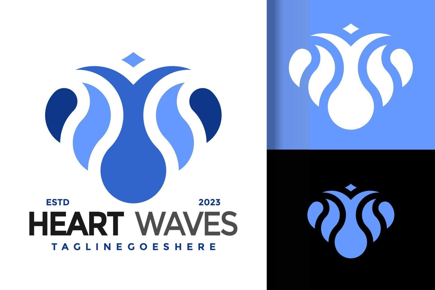 Heart Waves logo vector icon illustration